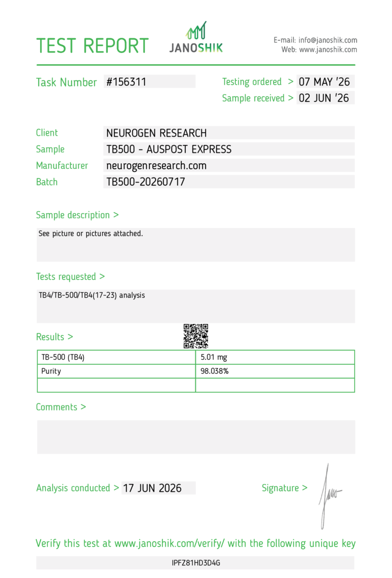 TB 500 AUSBIOLABS COA 99% purity Australian peptides