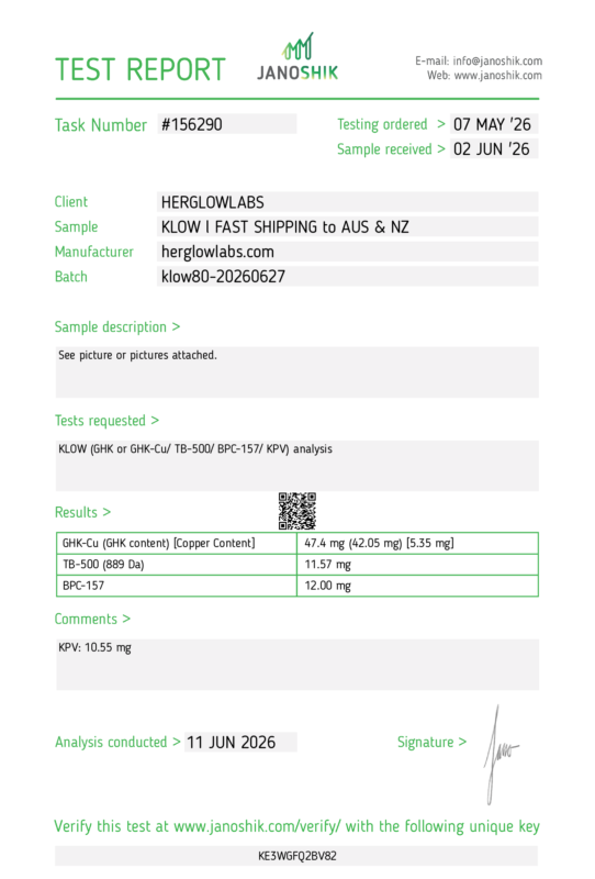 herglowlabs klow janoshik test report